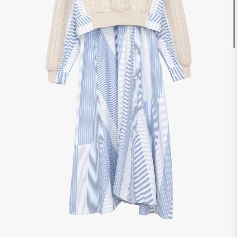 3.1 Phillip Lim Blue and White Striped Midi Shirt Dress